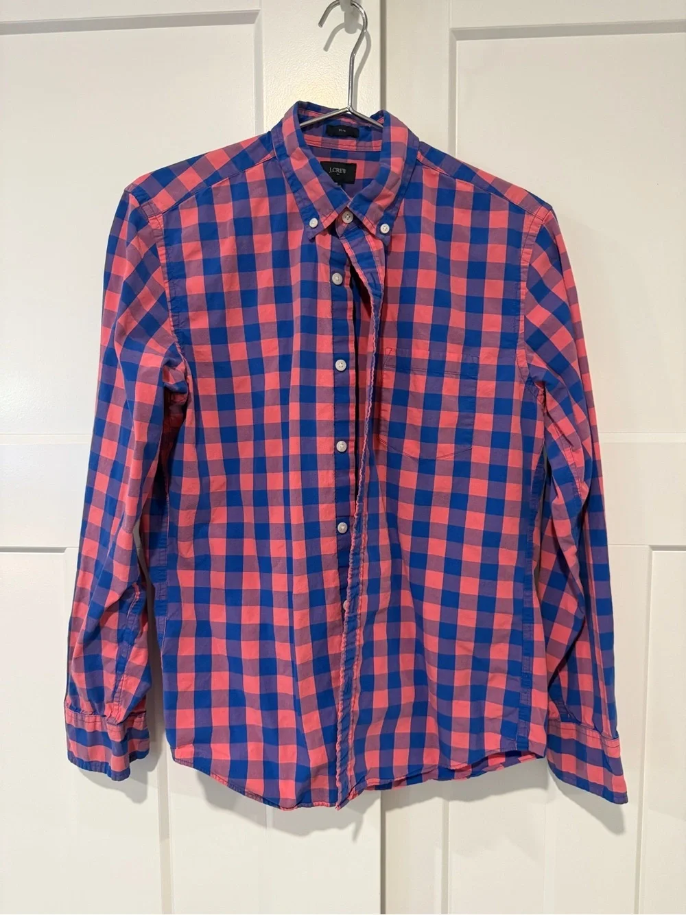 J. Crew Pink and Blue Gingham Button-Down Shirt